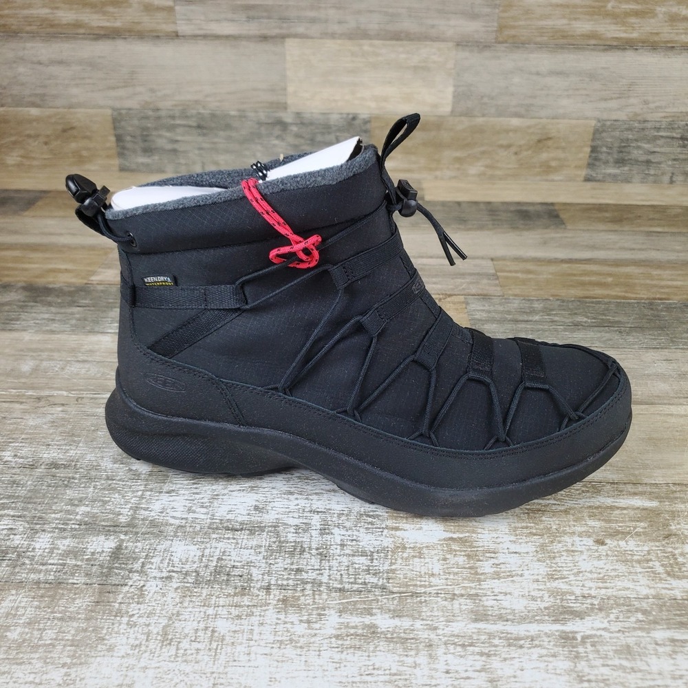 KEEN Uneek SNK Mens Chukka Boots Sz 11.5 Triple Black Mid Top Lace Up Waterproof
